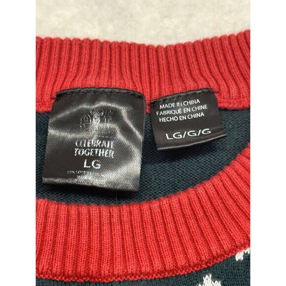 Ugly Christmas Sweater Mens Size Large Elf Movie Santa OMG I Know Him Green - Picture 2 of 6